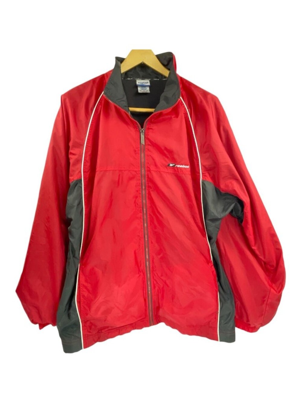 Vintage Reebok Lined Windbreaker Mens Full Zip Long Sleeve Jacket Size XL Red